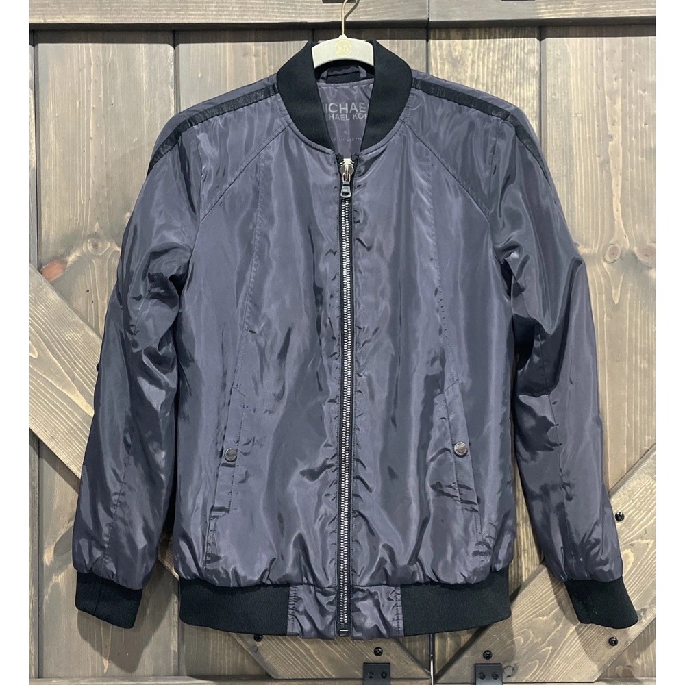 Michael Michael Kors Woman's Bomber Jacket Wind‎ Gray Black Size S